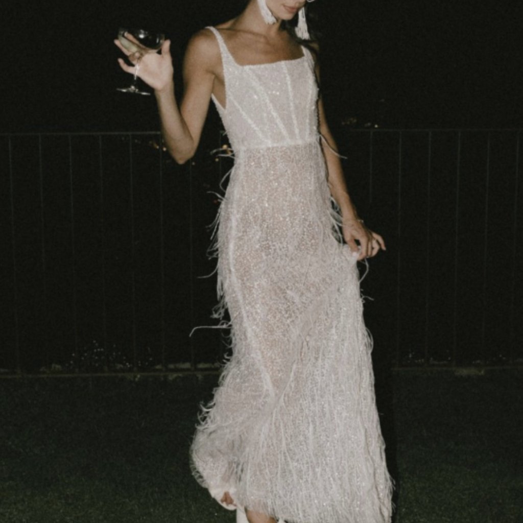 Emma Beaumont  Beaded And Feather Dress